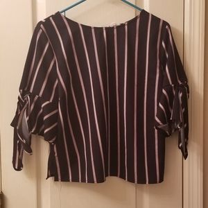 Blue and white striped blouse